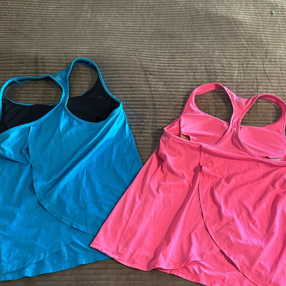 Victoria’s Secret VSX Sport Blue Pink Racerback Tank Tops - Picture 5 of 10